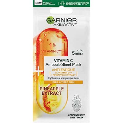 Garnier Ampoule Sheet Mask Vitamin C 1% Pineapple 15g x 1's