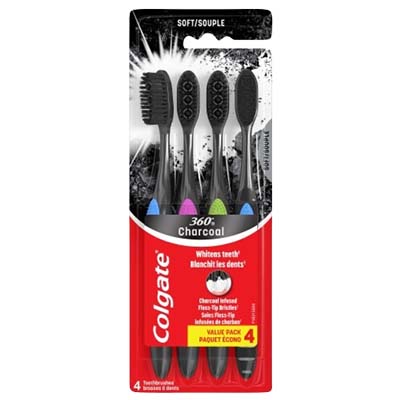 Colgate Tooth Brush (360 Charcoal Bristles) Medium x 12's