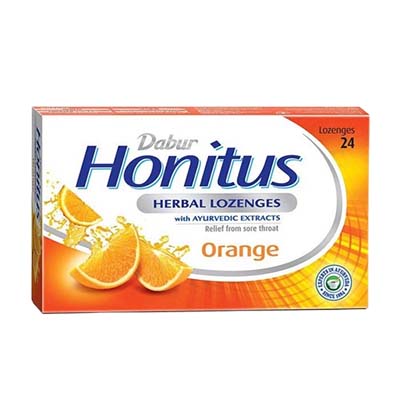 Dabur Honitus Herbal Throat Lozenges 24's (4 Flavours) 0% (Honey, Mint, Lemon, Orange)