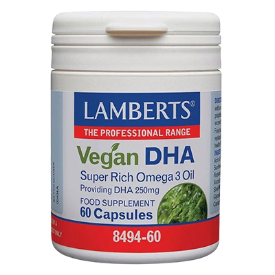 Lamberts Rangel Vegan DHA 250mg Vcaps 60's - plant based form of DHA from Algae