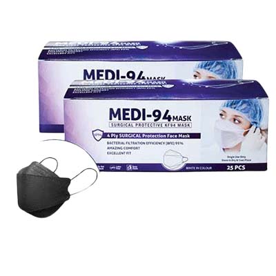 Face Mask MEDI-94 Surgical 4Ply KF94 25's (Black/White)