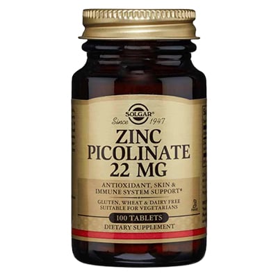 Solgar  Zinc Picolinate 22mg Tabs 100's