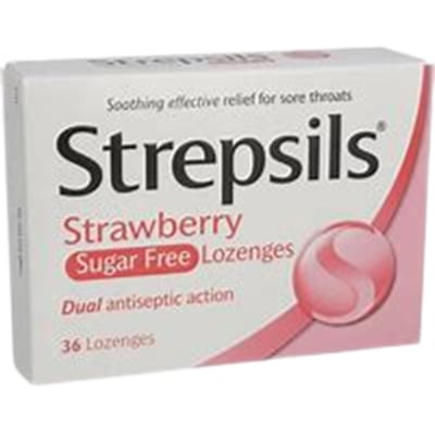 Strepsils Strawberry Sugar-Free Lozenges 36s