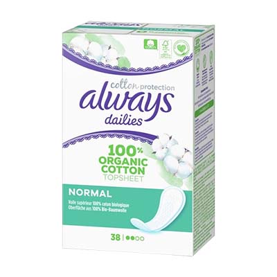 Always Dailies 100% Organic Cotton Panty Liners Normal 28's