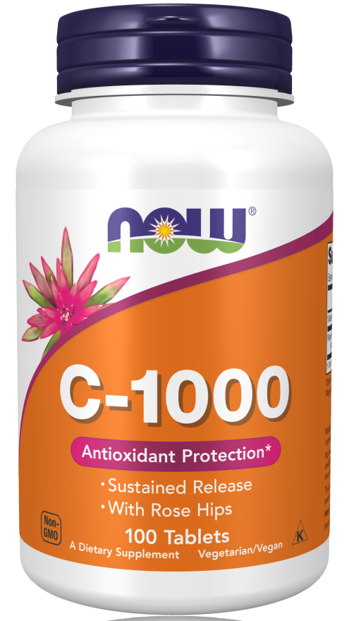 Now C1000 Vitamin C 1000mg Tabs 100's Sustained Release with Rose Hips.