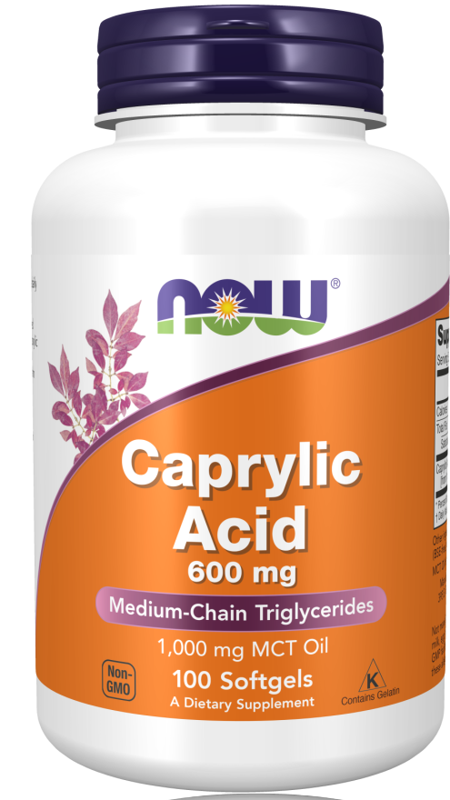 Now Caprylic Acid 600mg Caps 100's.