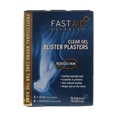 Fast Aid Advanced Clear Blister Plasters 3 Large + 2 Medium