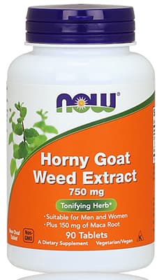 Now Horny Goat Weed Extract 750mg Tabs 90's - with Maca.