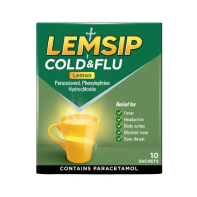 Lemsip Cold & Flu Satchets Lemon 10s