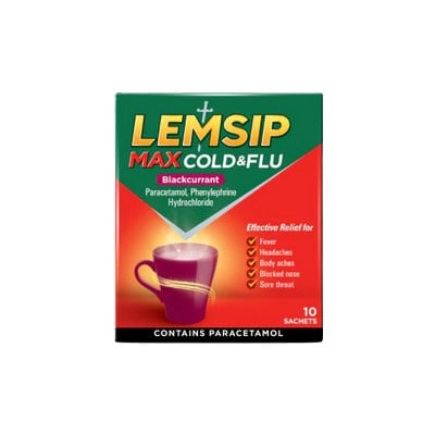 Lemsip Max Cold & Flu Sachets Blackcurrant 10s