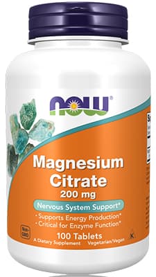 Now Magnesium Citrate 200mg Tabs 100's.