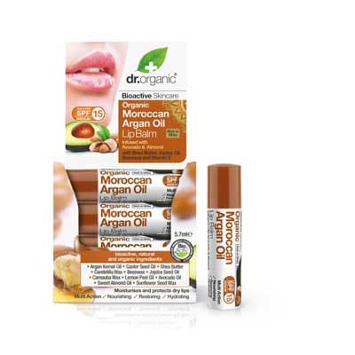 Dr Organic Moroccan Argan Oil Lip Balm With Avocado and Almond, 5.7ml