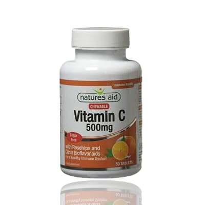 Narure's Aid Vitamin C500mg Sugar Free Chewable (w/Rosehips&CitrusBioflavonoids) Vegan-50's