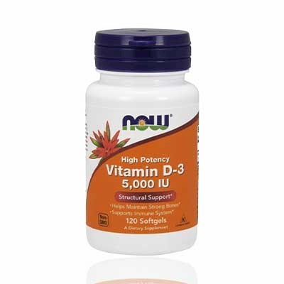 Now Vitamin D-3 5000 IU, 120 Softgels