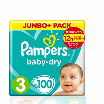 Pampers Baby-Dry Size 3, 100 Nappies