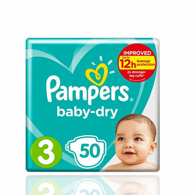 Pampers Baby-Dry Size 3, 50 Nappies