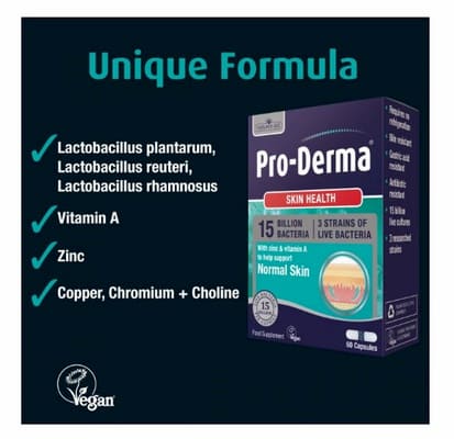 Natures Aid Pro-Derma 15B-3Strain 'Skin Health' Vegan-60's