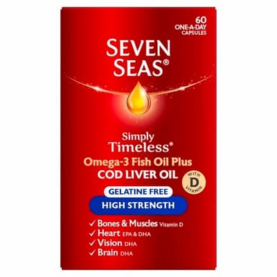 Seven Seas Gelatine Free High Strength Cod Liver Oil Capsules 60s 60 per pack