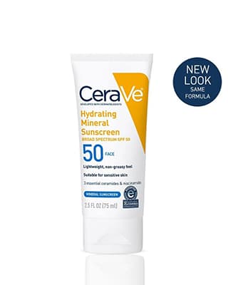 CeraVe Hydrating Mineral Sunscreen Face Lotion with Broad Spectrum SPF 50 – 75ml.