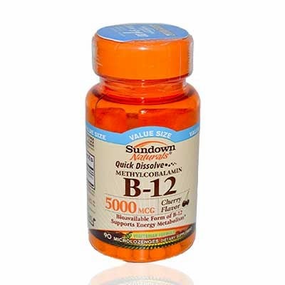 Sundown Naturals B-12 Methylcobalamin 5000mcg, 90 microlozenges