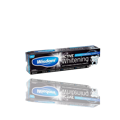 Wisdom Active Whitening (Charcoal) Toothpaste - Fresh Mint, 100ml