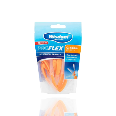 Wisdom Proflex Interdental Brush Orange 0.45mm 6 x 25's.