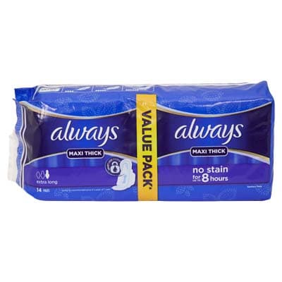 Always Maxi Thick Extra Long Duo Pads, 14 pads