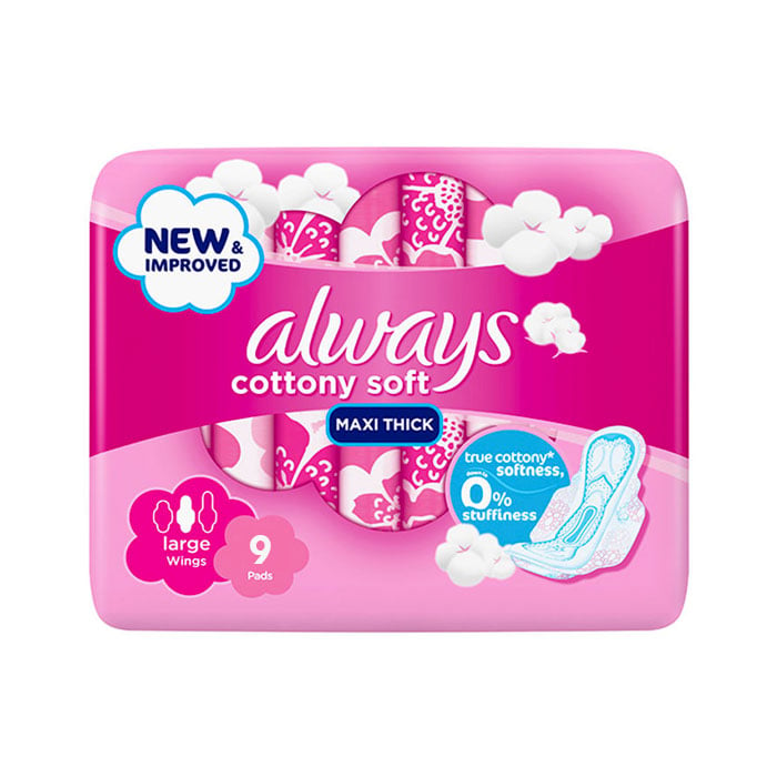 Always Soft Maxi Thick Pads, 9 pads