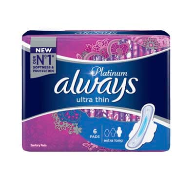 Always Ultra Platinum Extra Long Pads, 6 pads