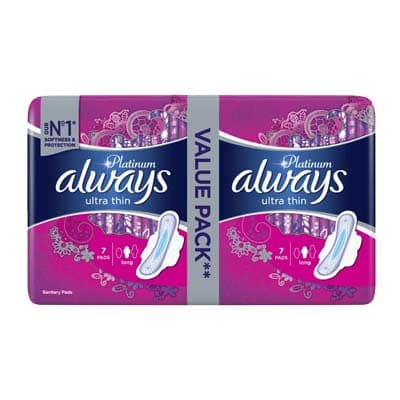 Always Ultra Platinum Long Duo Pads, 14 pads