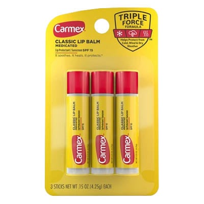 Carmex Moisturising Lip Balm SPF15 4.25g x 3's(3in1Sticks)