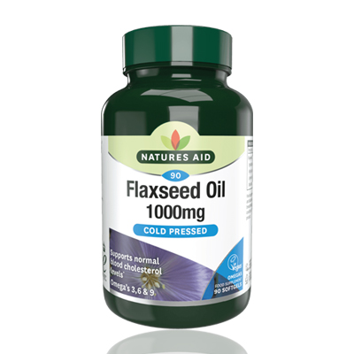 Natures Aid Flaxseed Oil 1000mg Cold Pressed (Omega 3,6,9) Vegan - 90'