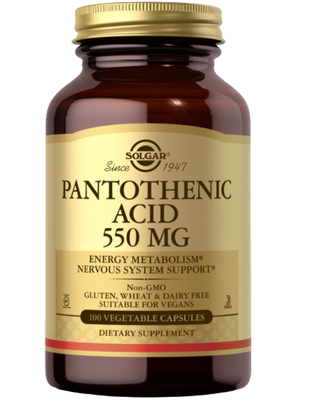 Solgar Pantothenic Acid 550mg Vcaps 100's (Vitamin B5)