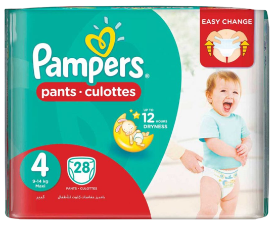 Pampers Pants High Count Maxi Size 4 (9 - 14 kg’s), 28 pieces