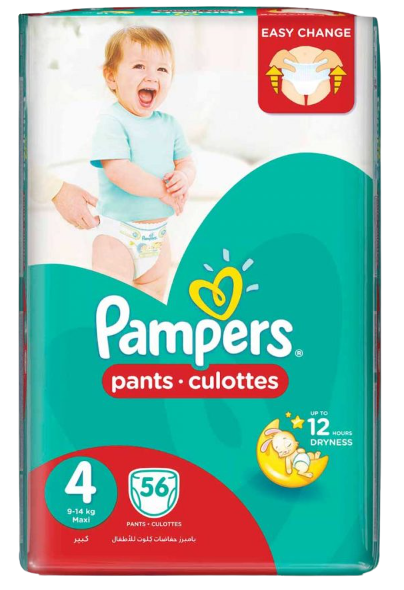 Pampers Pants Jumbo Maxi Size 4 (9 - 14 kg’s), 56 pieces