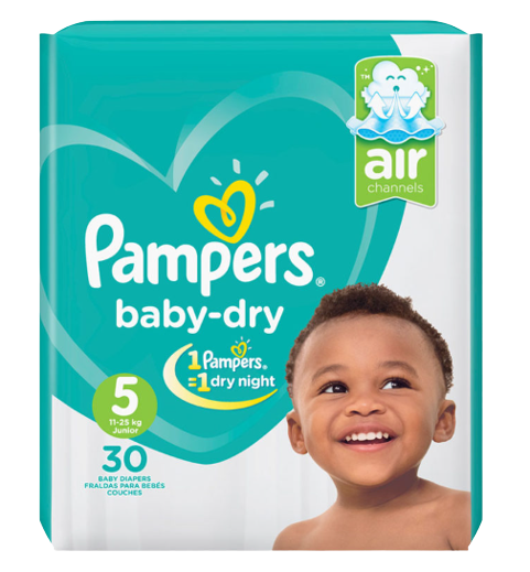 Pampers Baby Dry High Count Junior Diapers Size 5 (12 - 18 kg’s), 30 pieces