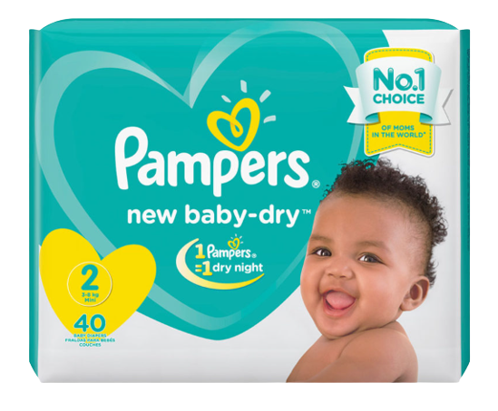 Pampers Baby Dry High Count Mini Diapers Size 2 (3 - 8 kg’s), 40 pieces