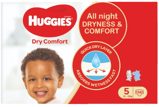 Huggies Dry Comfort (size 5) 12-22Kgs, 56 pieces