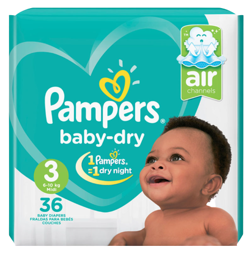 Pampers Baby Dry High Count Midi Diapers Size 3 (6 - 11 kg’s), 36 pieces