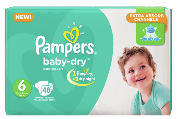 Pampers Baby Dry Jumbo Junior Diapers Size 6 (16+ kg’s), 48 pieces