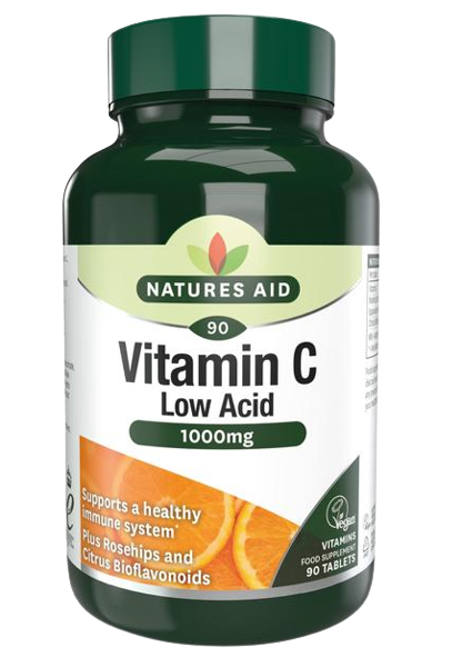 Natures Aid Low Acid Vitamin C 1000mg Tablets