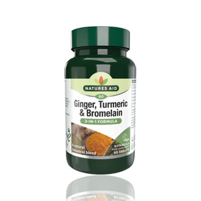 Natures Aid Ginger, Turmeric and Bromelain (Vegan)-60's