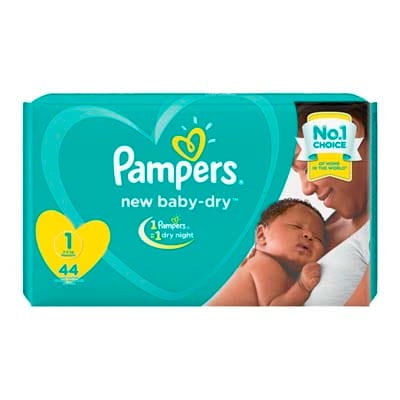 Pampers Baby Dry High Count New Born Diapers, 44 pieces