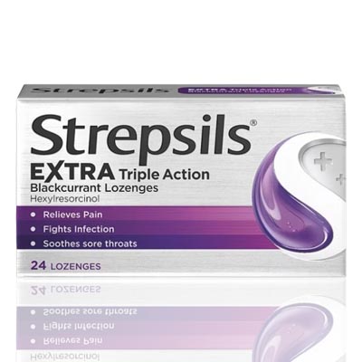 Strepsils Extra Triple Action Blackcurrant Lozenges 24s