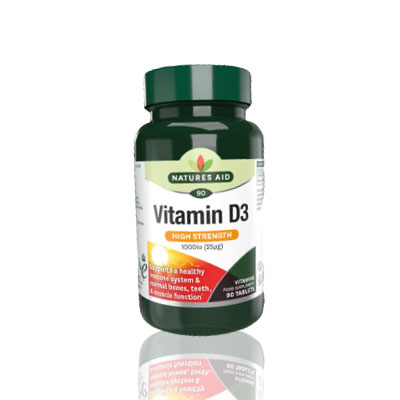 Natures Aid Vitamin D3 1000iu (25ug) Vegetarian- 90's