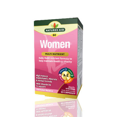 Natures Aid Women's Health & Vitality Multivitamins & Minerals Complexw/Superfoods (Vegan)-60's