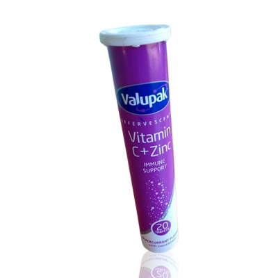 VALUPAK VITAMIN C+ ZINC EFFERVESCENT TABLETS 20`S