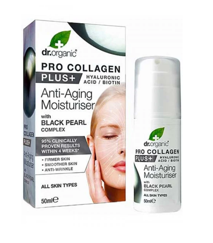 Dr Organic Pro Collagen Hyaluronic Acid, Biotin Plus Black Pearl Complex 50ml