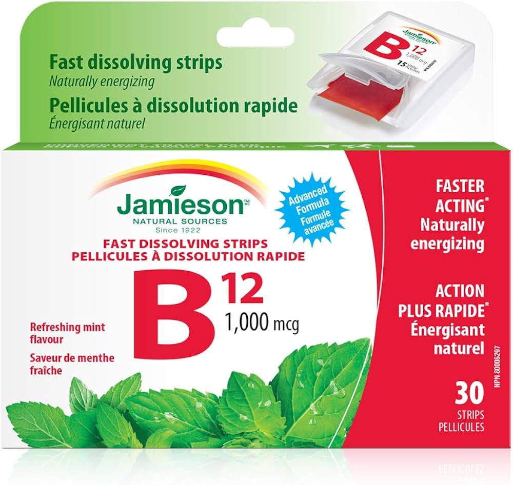 Jamieson B12 1000 mcg Fast Dissolving Strips 30’s