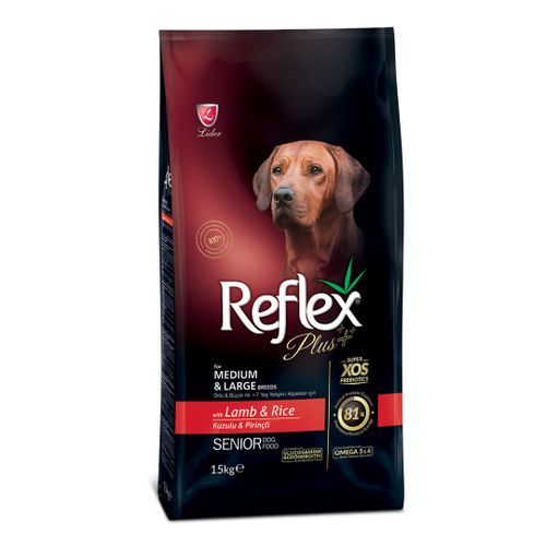 Reflex Plus Medium Large Breed Senior Dog Food – Lamb & Rice 15kg